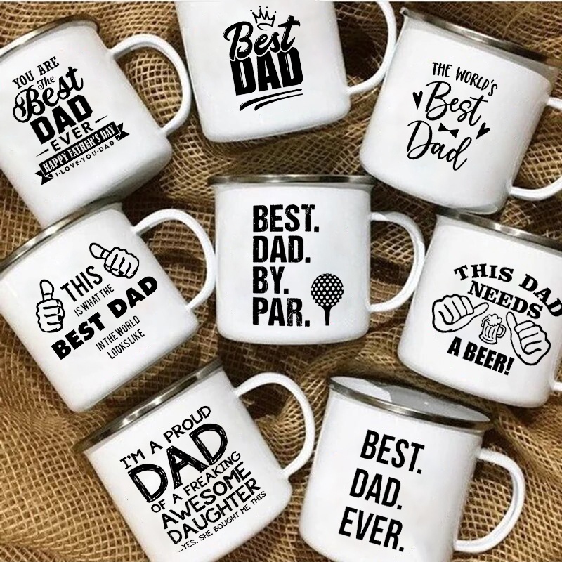 Wine Beer Best - The Best Dad 2 Enamel Mugs