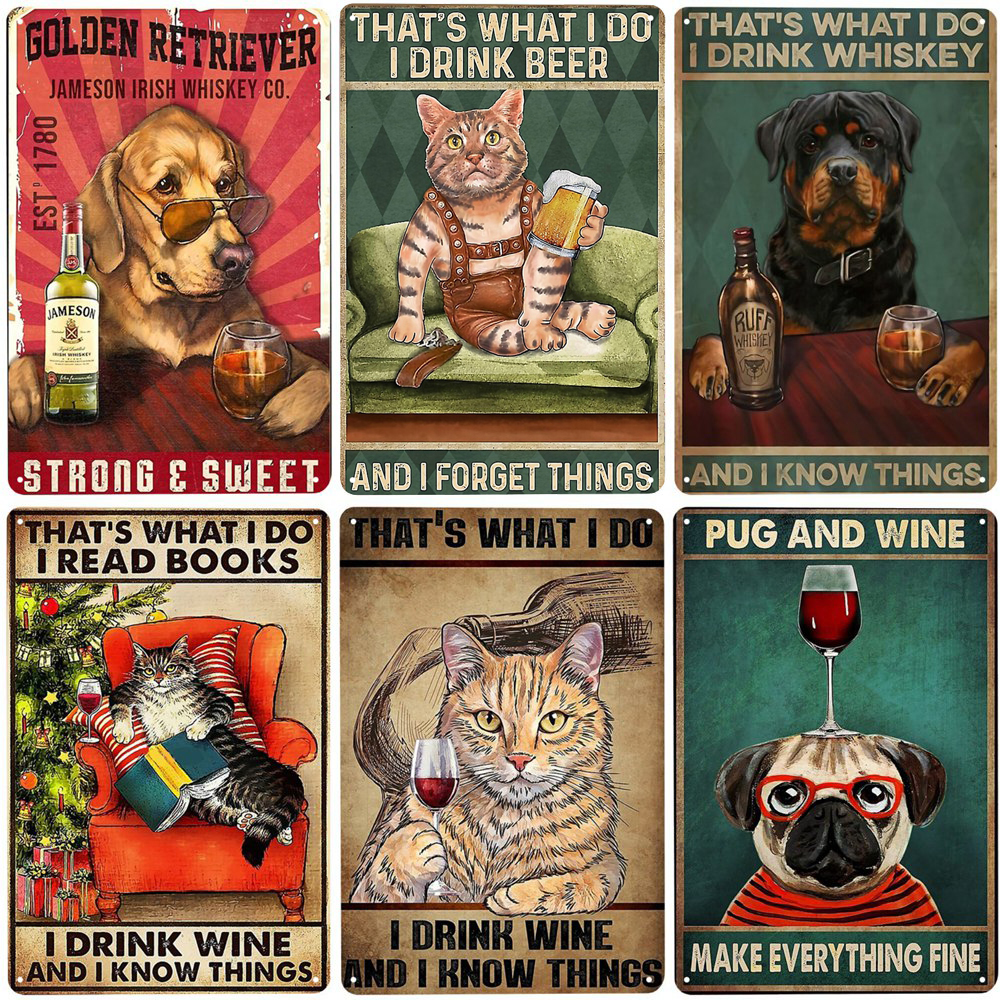 Cats and Wine Vintage Metal Si - đánh giá và giá Beer Wine Gin