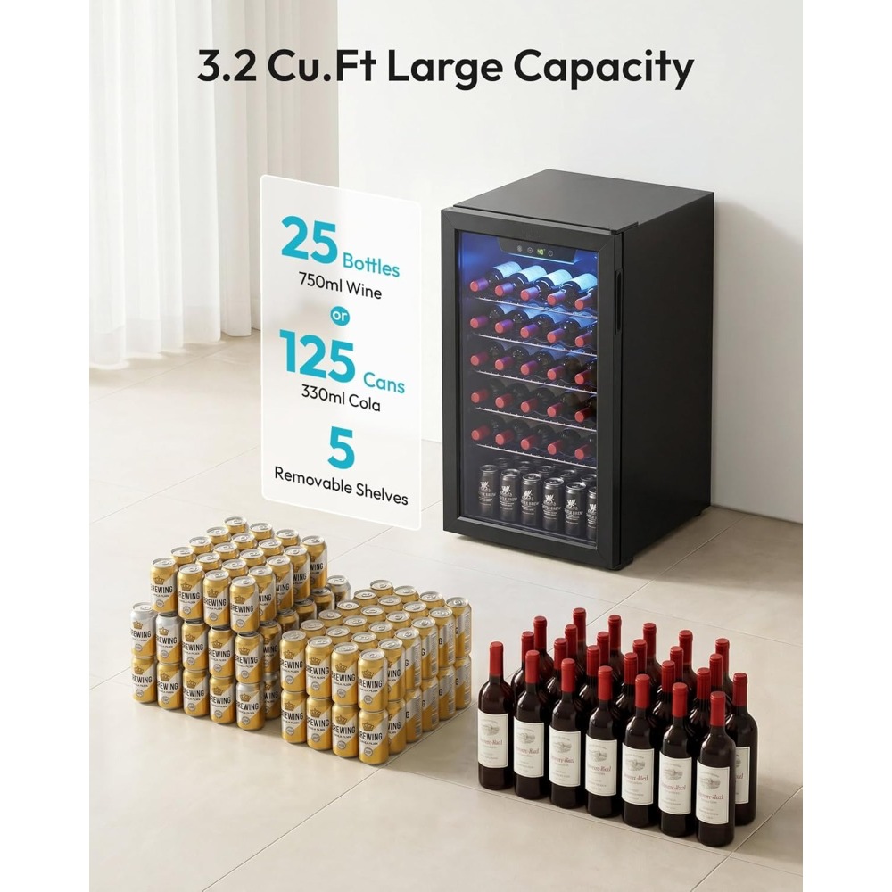 125-Can Beverage Cooler, Glass - đánh giá và giá Wine Beer Mini Fridge