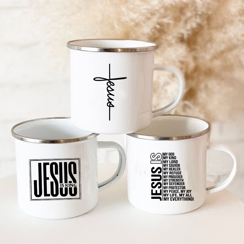 Jesus Is God Print Enamel Mugs - đánh giá và giá Wine Beer Best